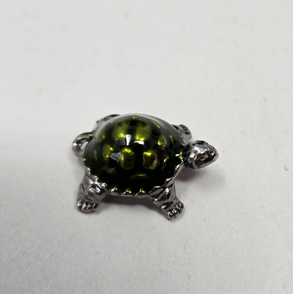 Ganz Miniature Lucky Little Turtle Pendant Silvertone-Green Put On Chain Charm - Picture 5 of 11